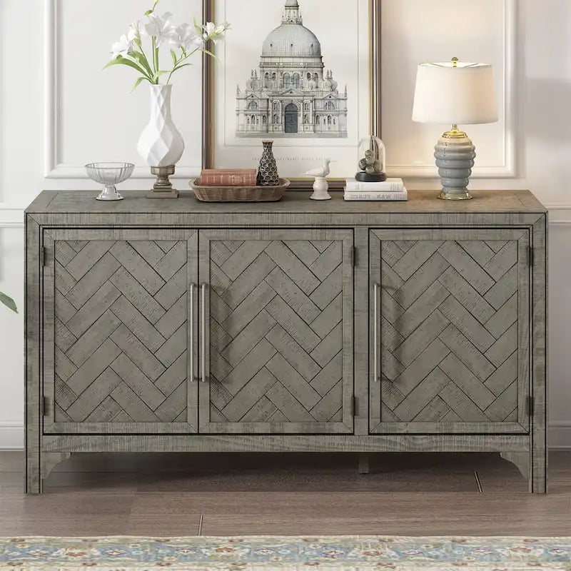 Credenza armadietto in legno con ripiani regolabili