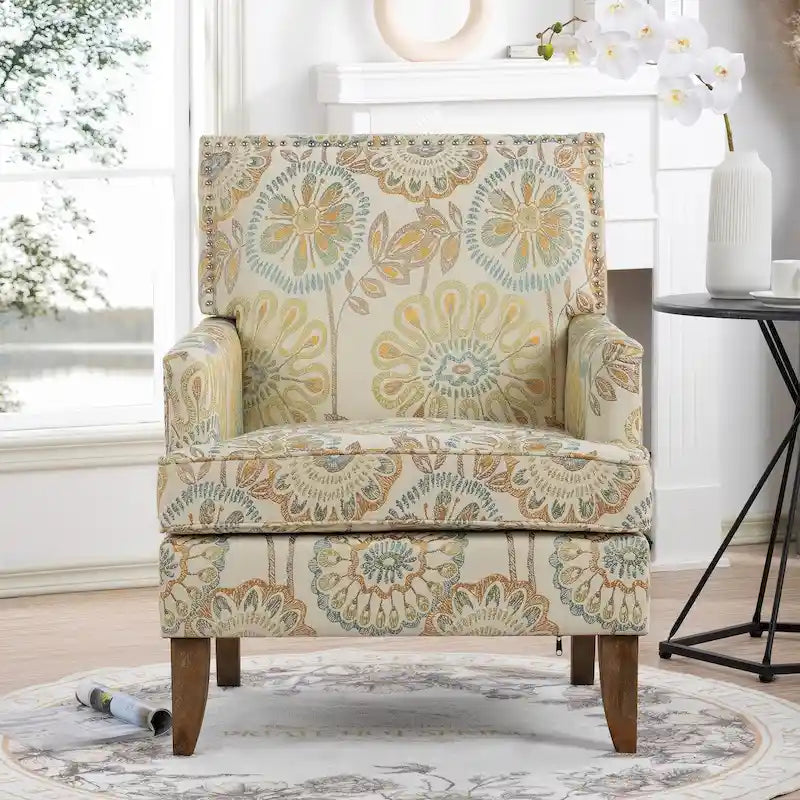 Poltroncine d'accento rivestite in tessuto con gambe in legno