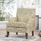 Poltroncine d'accento rivestite in tessuto con gambe in legno