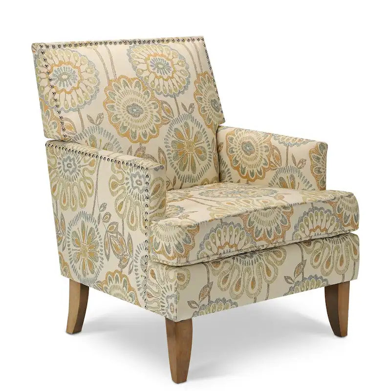 Poltroncine d'accento rivestite in tessuto con gambe in legno