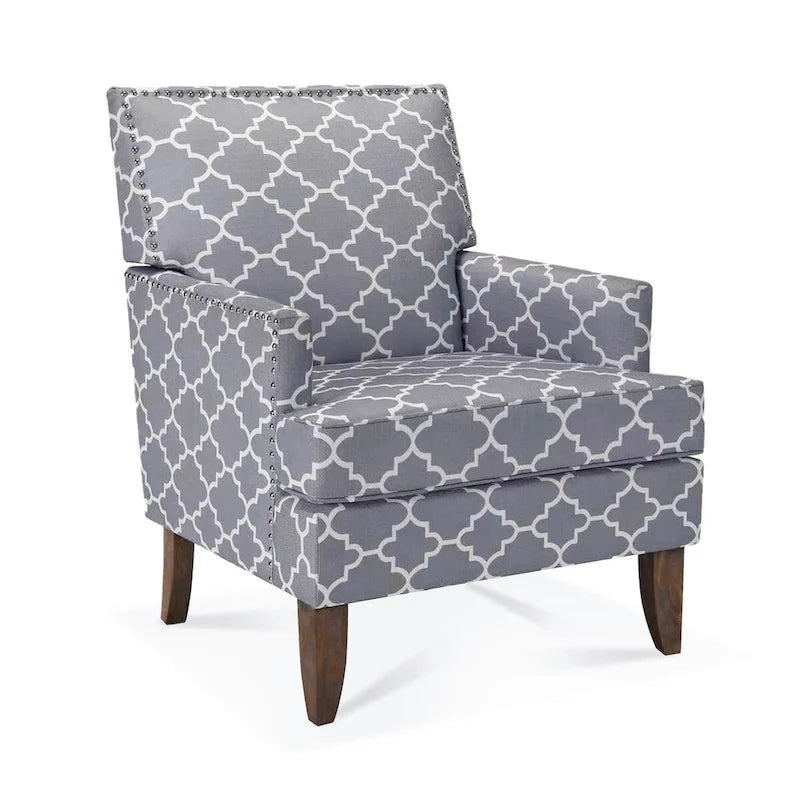 Poltroncine d'accento rivestite in tessuto con gambe in legno