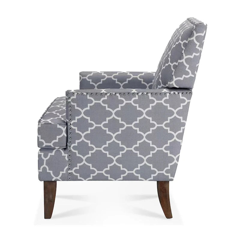 Poltroncine d'accento rivestite in tessuto con gambe in legno